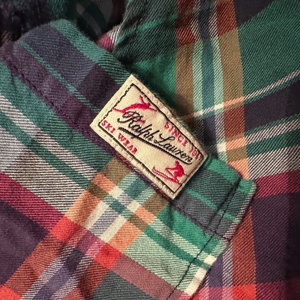 Ralph Lauren Tartan Plaid Shirt Dress Tunic Kids Girls 7 navy green red cotton